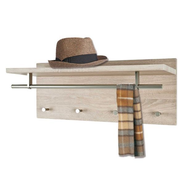 Panneau mural avec 4 boutons et étagère | 75 x 26 x 30 cm | Light Oak