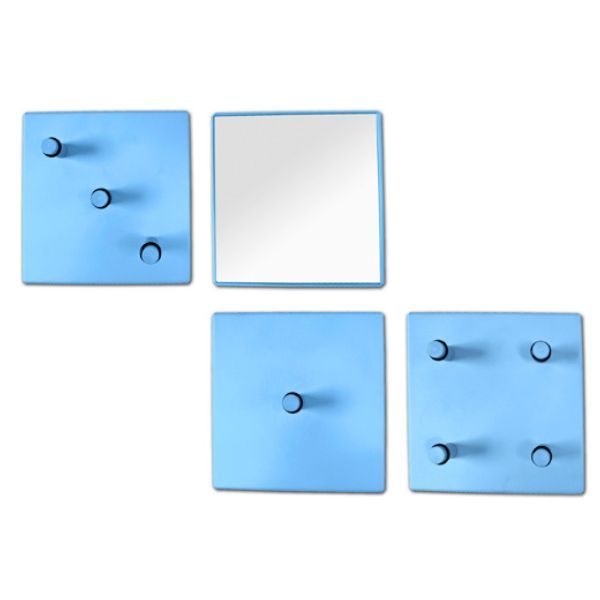 Ensemble de panneaux muraux avec miroir | Bleu