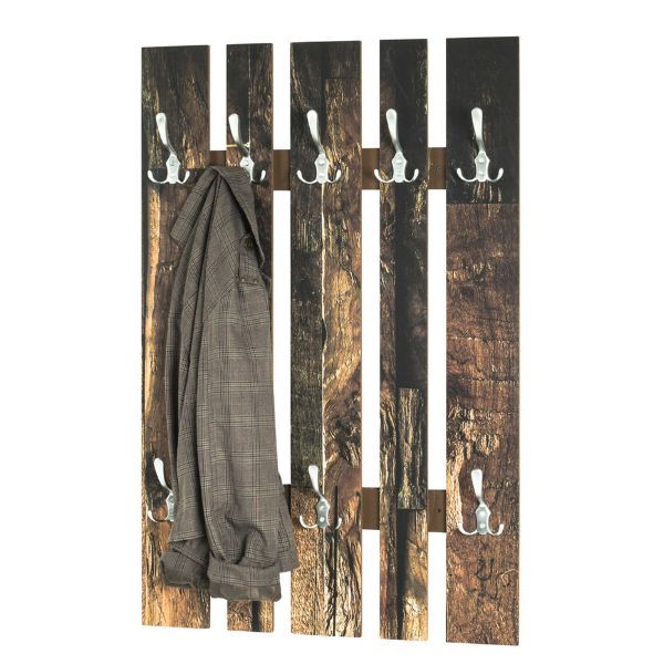 Panneau mural avec 8 crochets | 65 x 9 x 100 cm | Design parquet