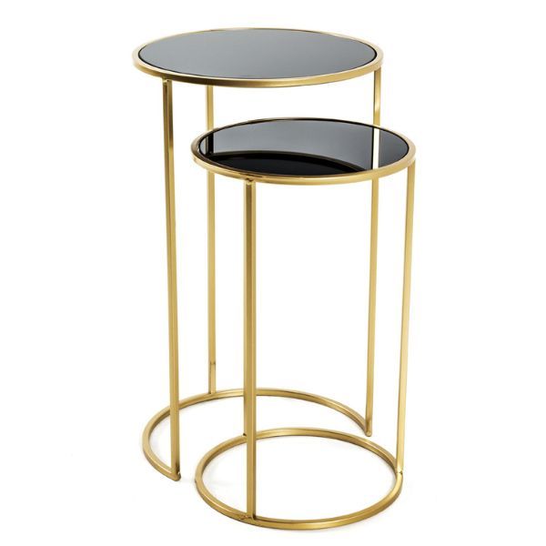 Ensemble de tables d'appoint | Deux tables | Noir-doré