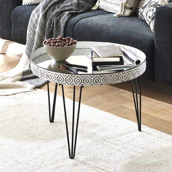 Table d'appoint | Ø65 cm x 46 cm | Blanc/Verre