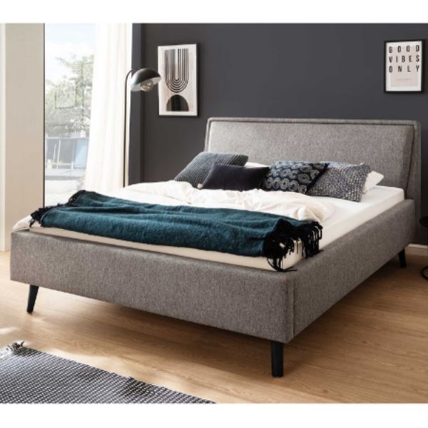 Lit double Estee 180x200cm - gris/noir