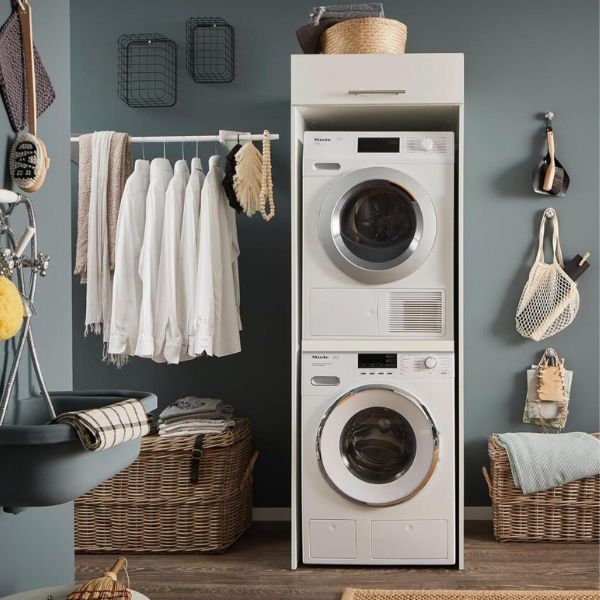 Armoire à linge Laundreezy | 68 x 68 x 200 cm | Blanc