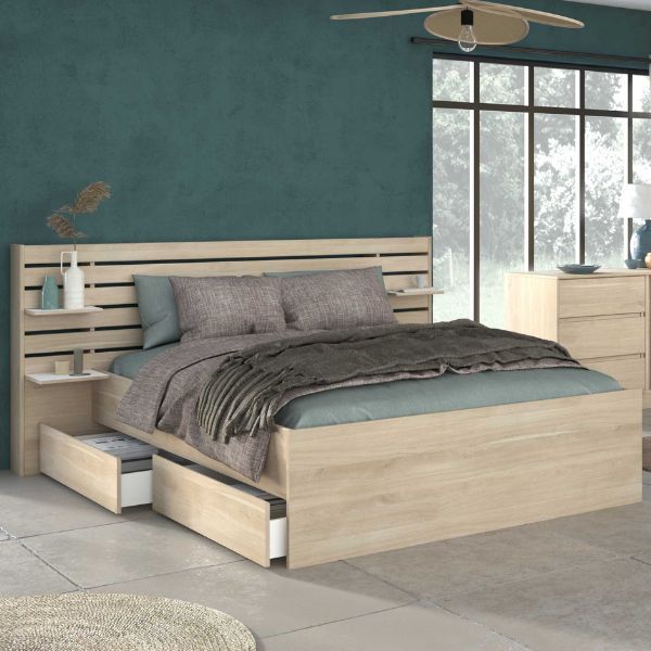 Ensemble de chambre à coucher Escale | Lit double, ensemble de tiroirs de chevet