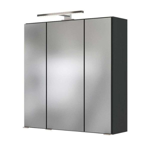 Armoire de toilette Alphonse | Avec éclairage | 20 x 60 x 64 cm | Gris graphite