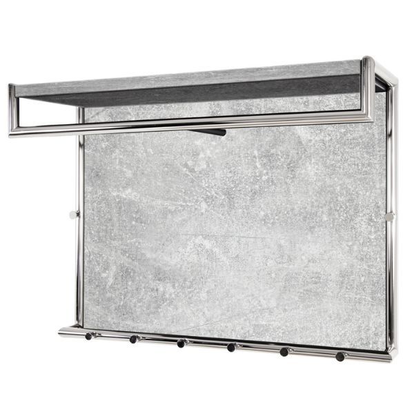 Panneau mural avec 8 patères | 80 x 30 x 60 cm | Design couleur béton