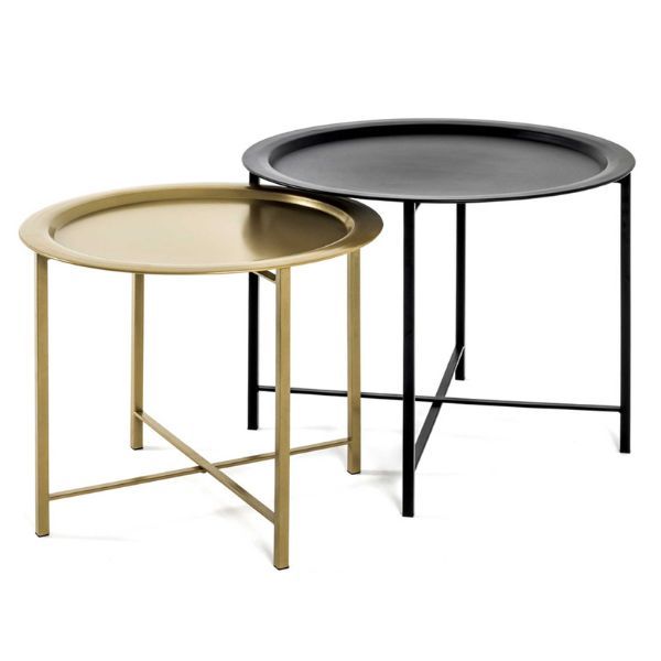 Ensemble de tables d'appoint | Grande et petite table d'appoint | Noir-doré