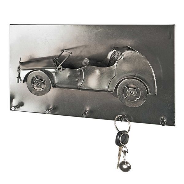 Panneau mural avec cinq crochets | 35 x 10 x 20 cm | Couleur argentée