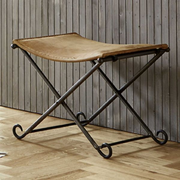 Tabouret pliant | 58 x 50 x 49 cm | Cuir véritable