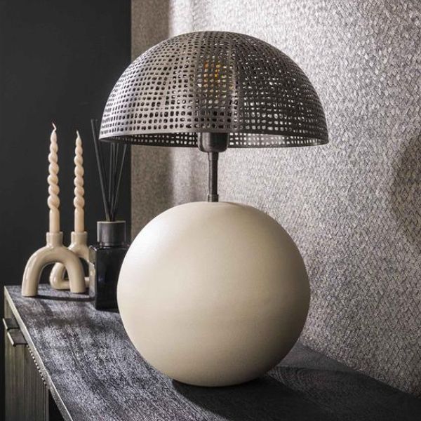 Lampe à poser Adebayor | Ø26 x 49 cm | Design gris naturel