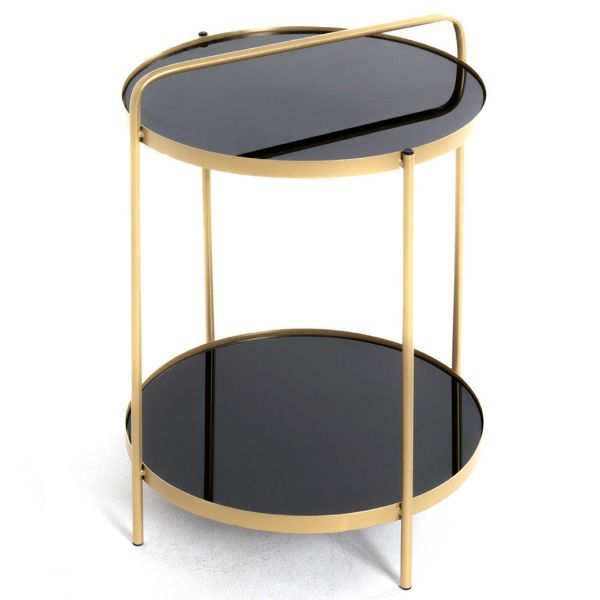 Table d'appoint | Ø38 cm x 51 cm | Noir-doré