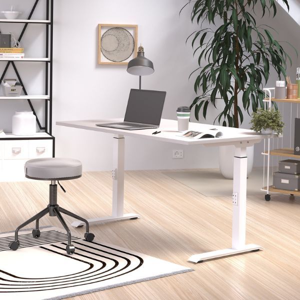 Bureau Hermoso | 140 x 80 x 91 cm | Design gris-blanc