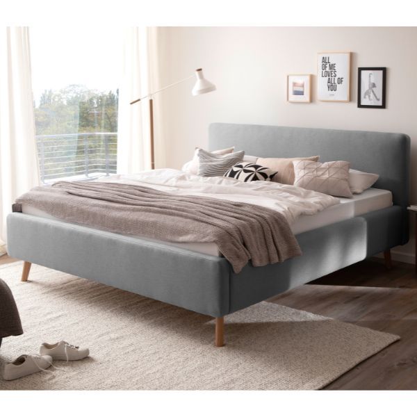 Lit double Tony 180x200cm avec espace de rangement - gris