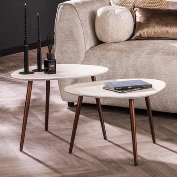 Set de table basse Dragusin | 48 x 59 x 42 cm | Blanc