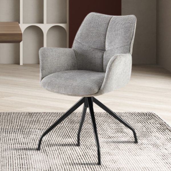 Chaise pivotante grise 'Lamor' | Tissu et pieds en métal | 86 x 62,5 x 61,5 cm