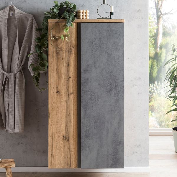 Armoire de rangement de taille moyenne Varese | 65 x 35 x 130 cm | Design couleur béton