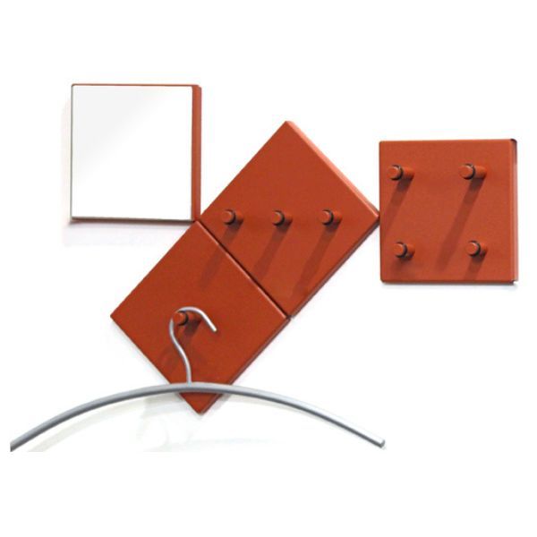 Ensemble de panneaux muraux avec miroir | Rouge