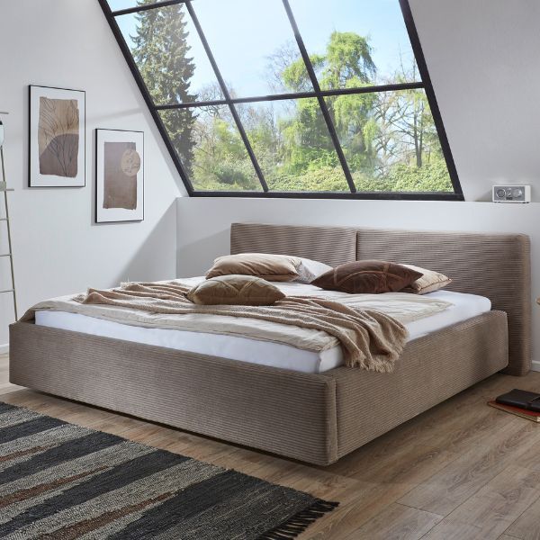 Lit coffre Kubrik | Matelas inclus | 140 x 200 cm | Taupe