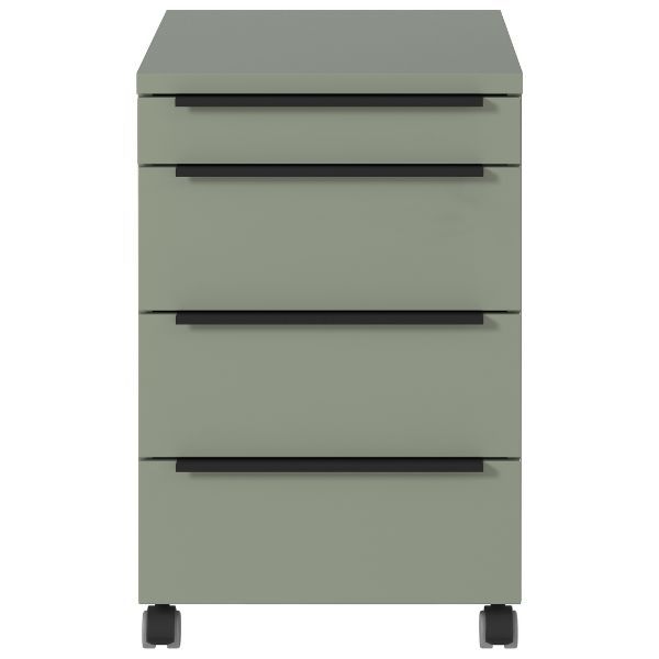 Bloc-tiroirs à roulettes Hermoso | 42 x 60 x 63 cm | Vert satiné