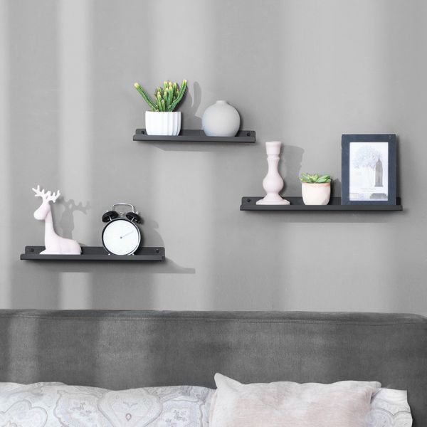 Set d'étagères murales Quaison | Petite, moyenne et grande étagère | Noir
