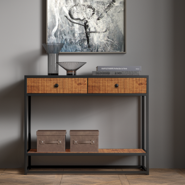 Mangolia Ace Console Table | Métal et bois exotique | H 80 x L 100 x P 36cm''.