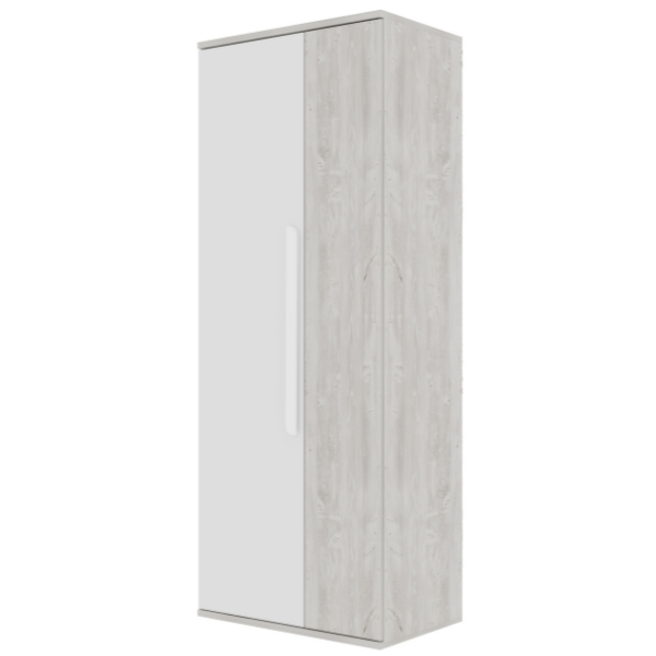 Armoire Bo0 avec 2 étagères, tringle à vêtements et poignée de porte oblongue - pin/blanc