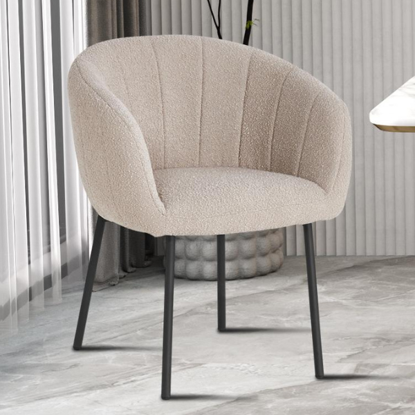 Chaise Sevilla Bouclé Sand | Pieds en métal H-H 79 x L-L 57 x P-P 62 cm