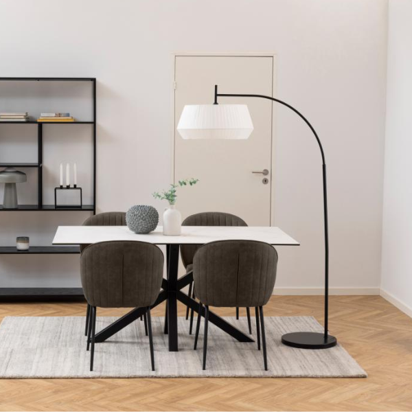 Table de salle à manger moderne en céramique blanche, 160x90cm