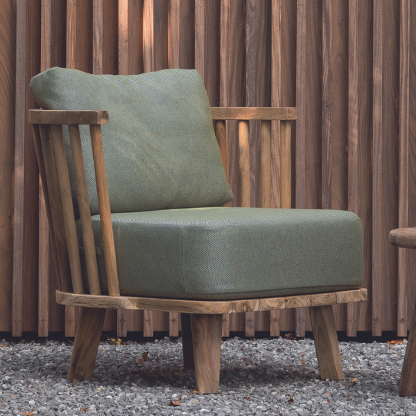 Fauteuil d'extérieur Fez - bois teck/vert sauge