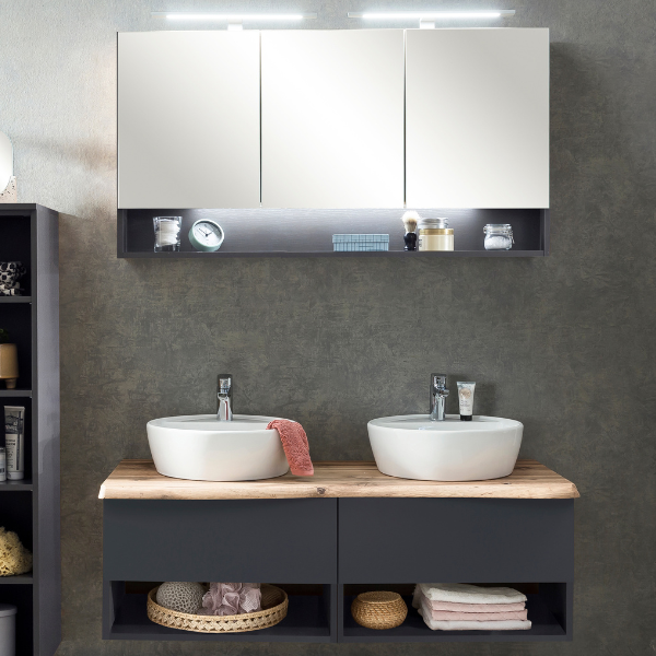 Ensemble lavabo Kaprun | Meuble lavabo, armoire de toilette | Gris graphite
