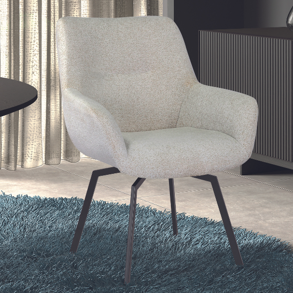 Chaise pivotante Modesta-tissu teddy écru