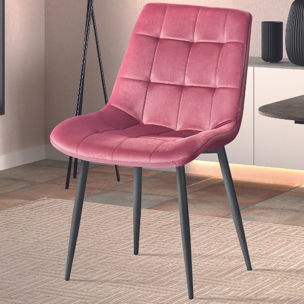 Chaise de salle à manger Tanja-velours rose