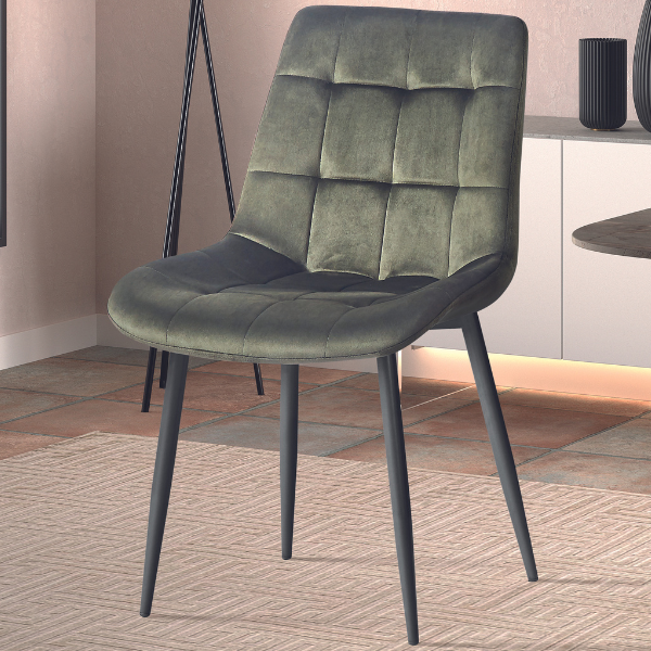 Chaise de salle à manger Tanja-velours vert