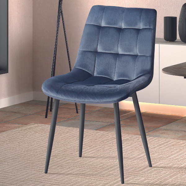 Chaise de salle à manger Tanja-velours gris foncé
