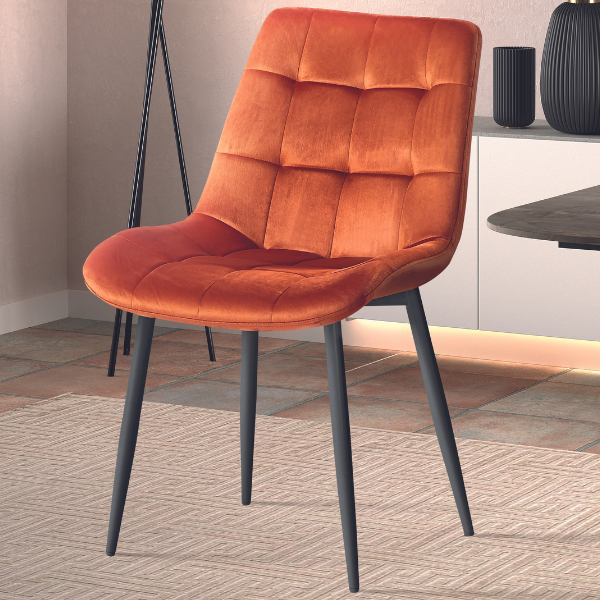 Chaise de salle à manger Tanja-velours orange