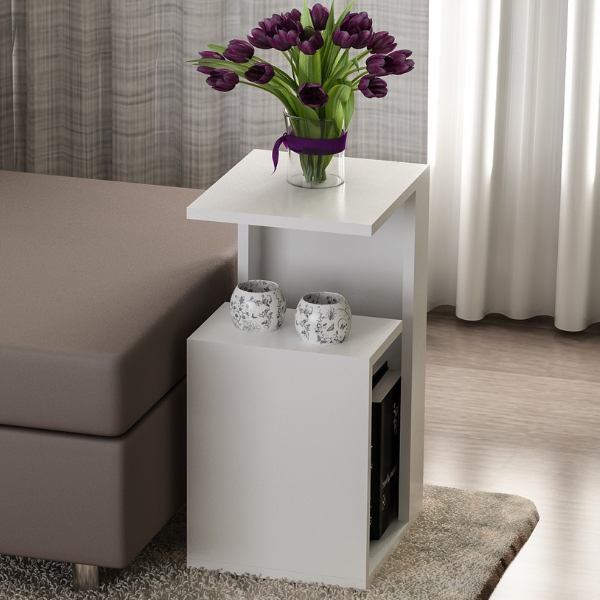 Sister Table d'appoint | 100 % MÉLAMINE | Blanc