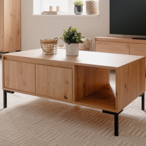 Table basse Korina-chêne d'artisan