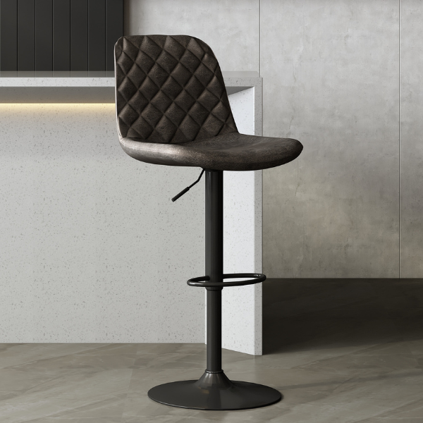 Tabouret avec motif à carreaux Madeira-brun foncé