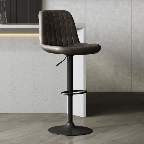 Tabouret avec motif à rayures Madeira-brun foncé