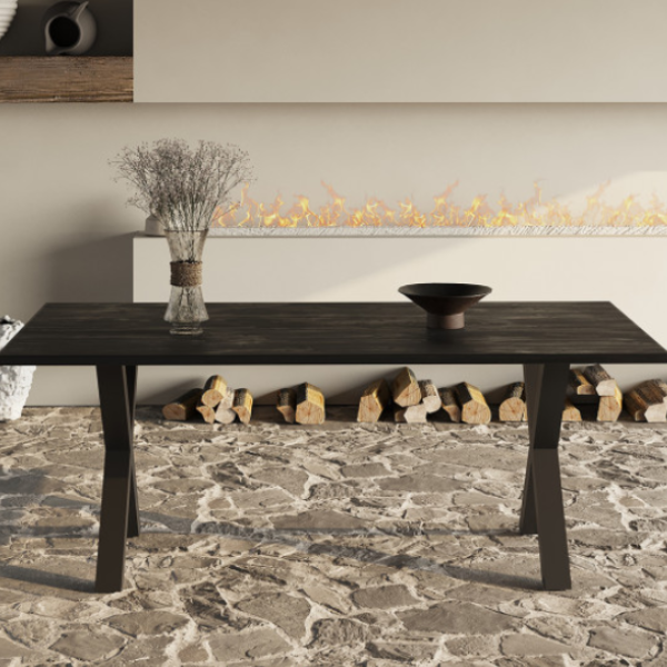 Table à manger Leena 200 x 100 cm-noir