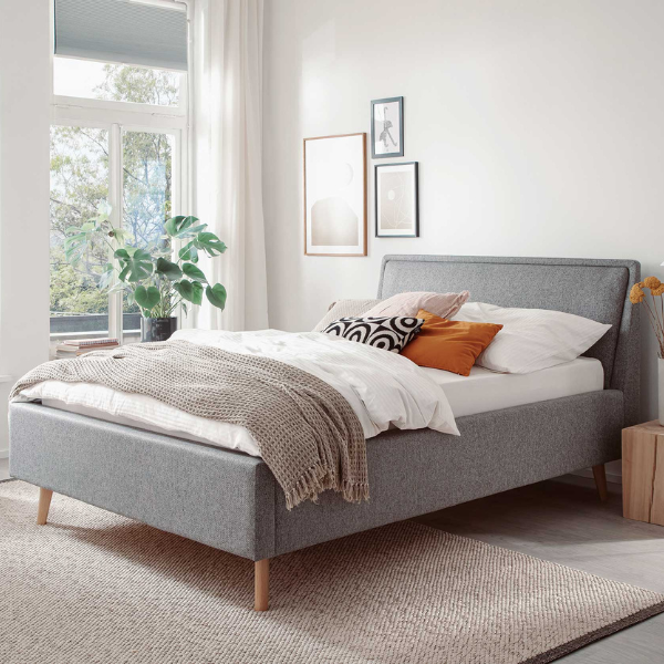 Lit Estee 140x200cm - gris/chêne