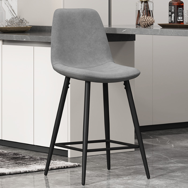 Tabouret de bar Jani-velours gris