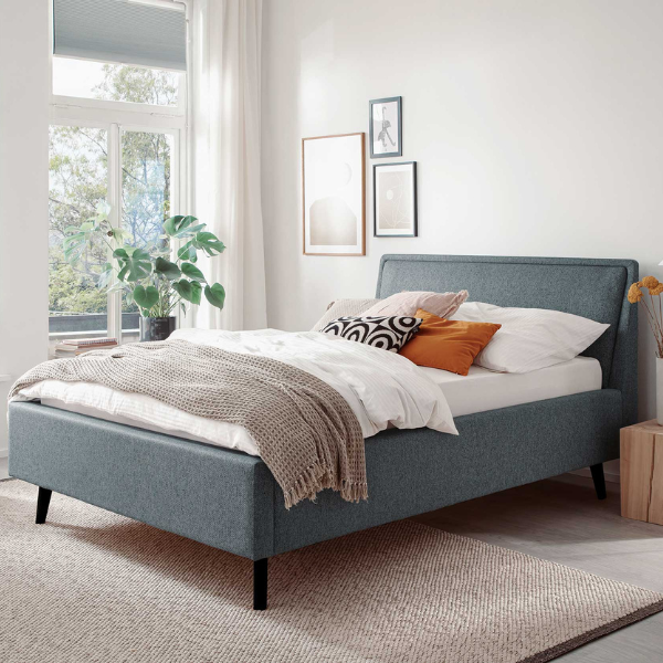 Lit Estée 140x200cm avec espace de rangement - bleu/noir