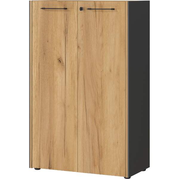 Classeur Robert 120 cm 2 portes - anthracite/chêne