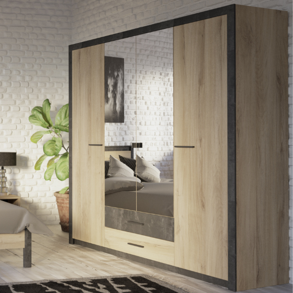 Armoire Collins-chêne Kronberg/noir Sidewalk