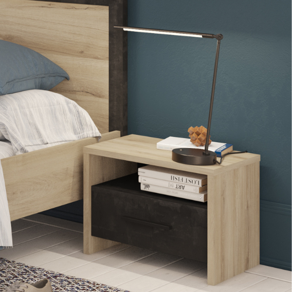 Table de chevet Collins-chêne Kronberg/noir Sidewalk