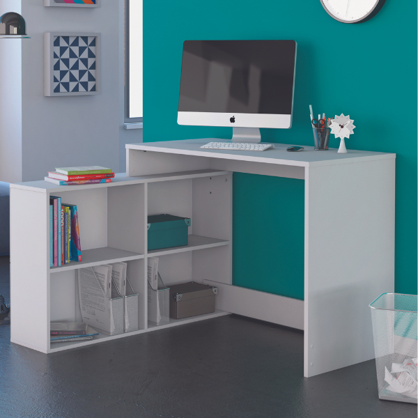 Bureau d'angle Coralie-blanc mat