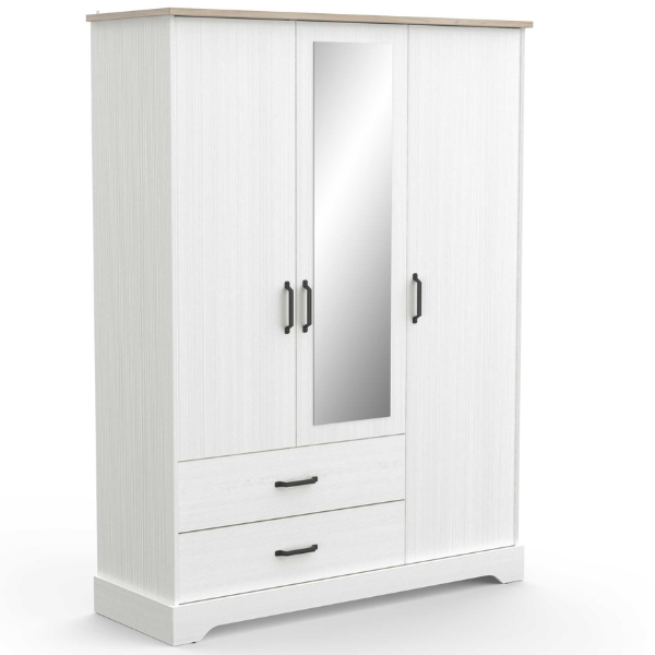 Armoire Charme-chêne Kronberg/blanc structuré
