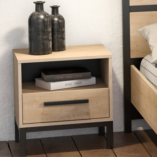 Table de chevet Craig-chêne Hamilton/noir mat