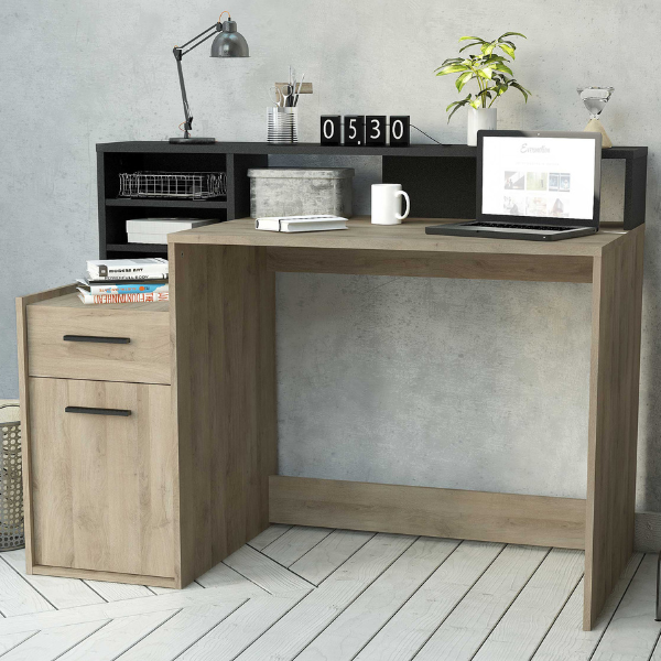 Bureau Delfien-chêne Kronberg/noir Sidewalk